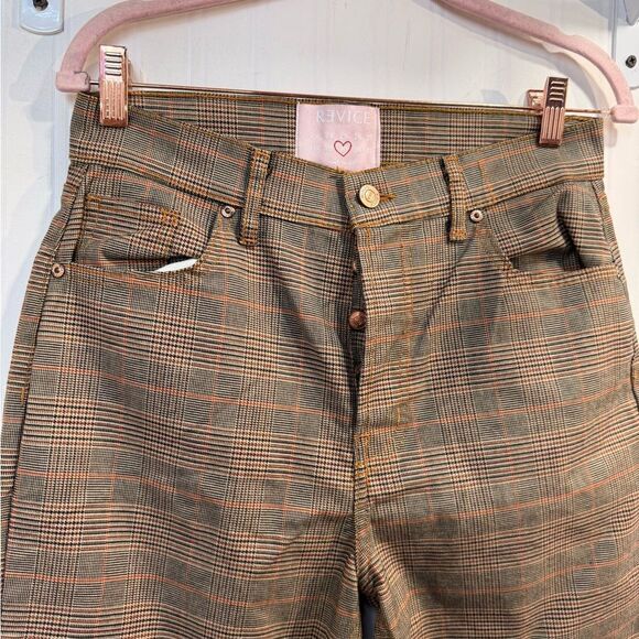 Revice women’s Brown Plaid Pants Sz 30 - Picture 2 of 6